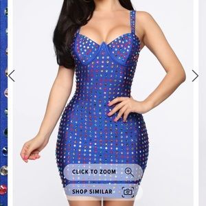 Fashion Nova Royal Blue Studded Mini Dress